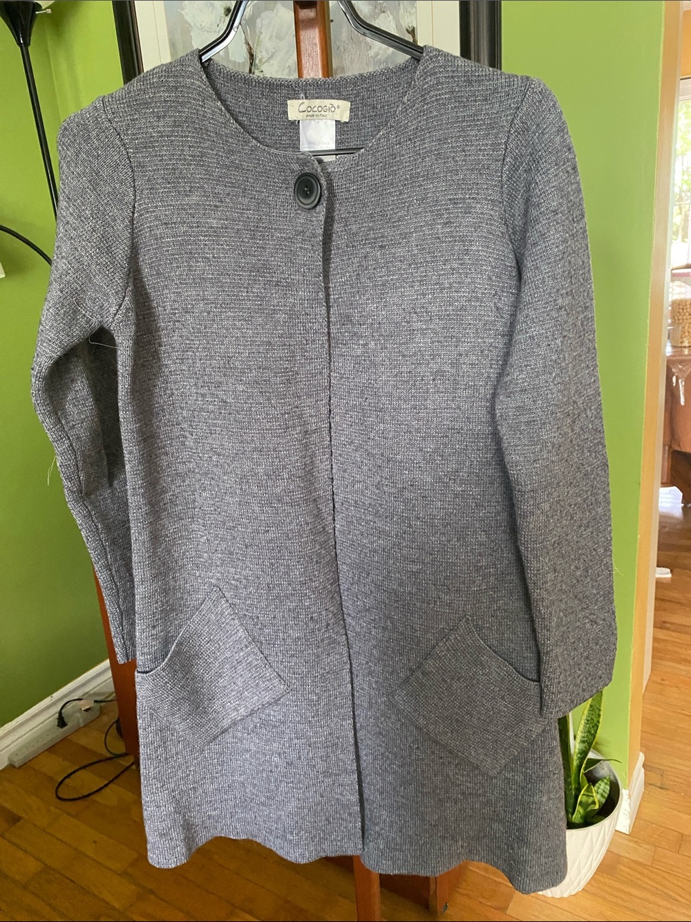 Cocogio Grey Knit Long Coat - Single Button